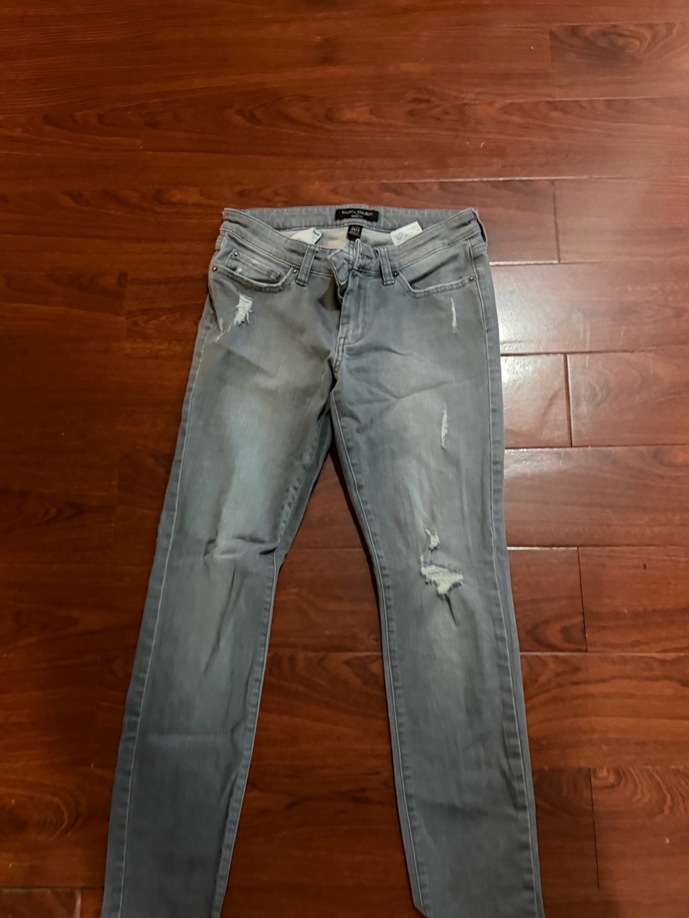 Banana Republic Women's Light Gray Distressed Skinny Jeans